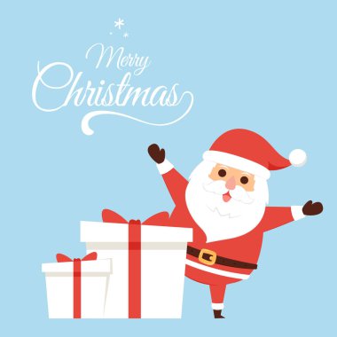 Mutlu Noeller ve yeni yıl tebrik posteri. Tatil çizgi film karakteri.