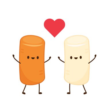 Tteokbokki noodle vektörü. Tteokbokki karakter tasarımı. Baharatlı pirinç keki..