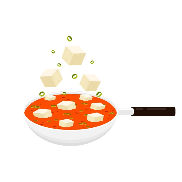 Tofu Kimchi Soup Vector Tofu Kimchi Soup White Background Tofu — Stock Vector