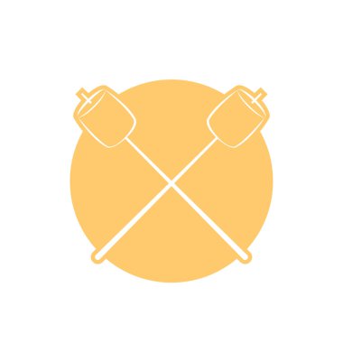 Marşmelov çubuk vektöründe. Metin için boş alan. Marshmallow logo tasarımı.