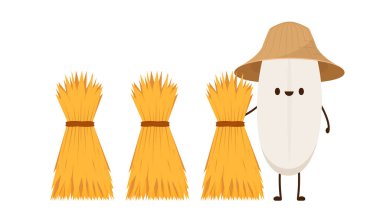 Rice character design. rice vector on white background. rice seed. Wheat straw. clipart