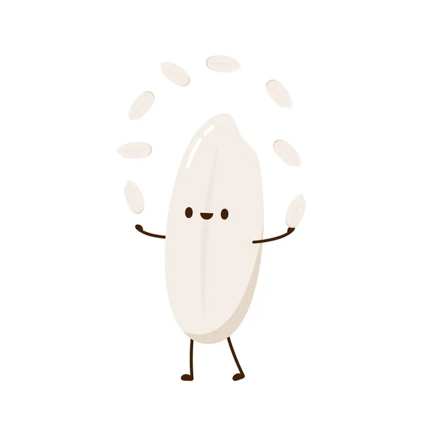 米のキャラクターデザイン 白い背景の米ベクトル 稲の種 — ストックベクタ
