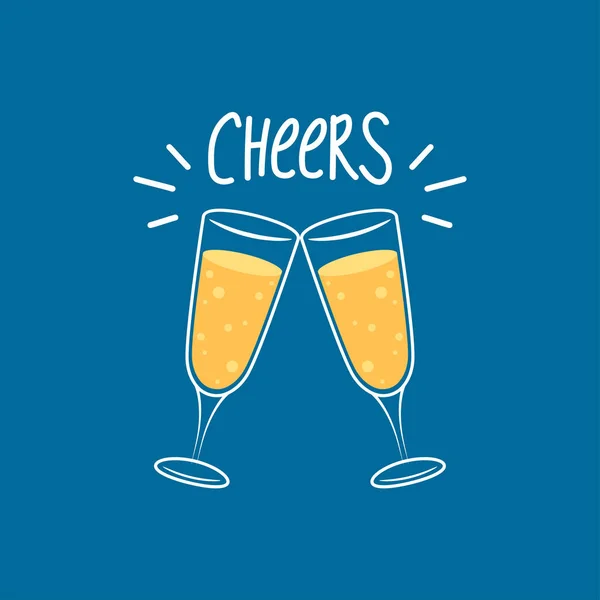 Champagne Logo Ontwerp Champagne Glazen Logo Proost Logo — Stockvector
