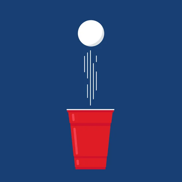 Red Beer Cup Vector Beer Pong Poster Design Free Space — Stock Vector