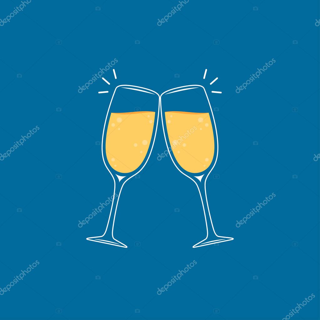 Champagne logo design. Champagne glass logo.