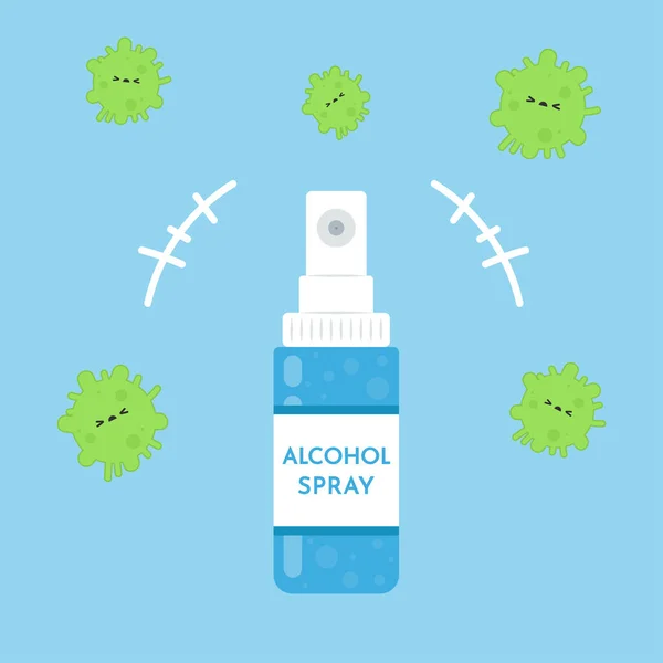 Wektor Sprayu Alkoholowego Spray Alkoholem Konstrukcja Postaci Wirusa — Wektor stockowy