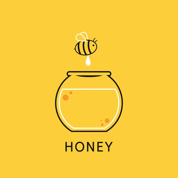 Honingpot Bijenvector Ontwerp Van Het Honinglogo — Stockvector
