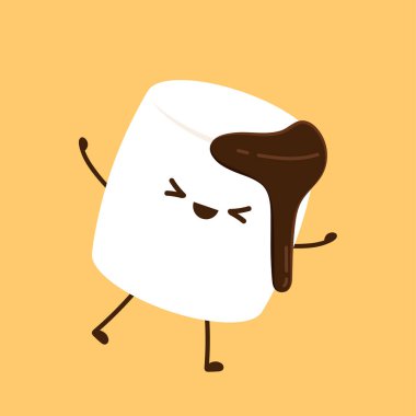 Marshmallow çizgi filmi. Şekerleme karakter tasarımı. Şekerleme vektörü.