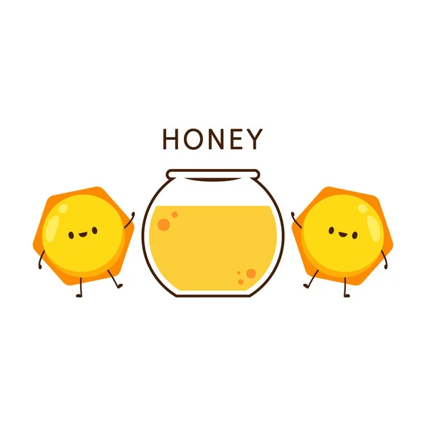 Tarro Miel Vector Abeja Diseño Del Logo Honey Diseño Carácter — Vector de stock