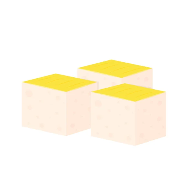 Gele Tofu Vector Tofu Witte Achtergrond — Stockvector