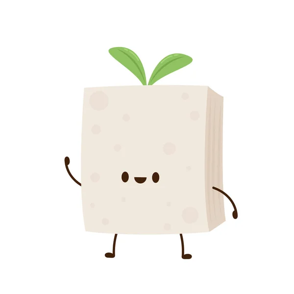 Desenho Personagem Tofu Fundo Branco — Vetor de Stock