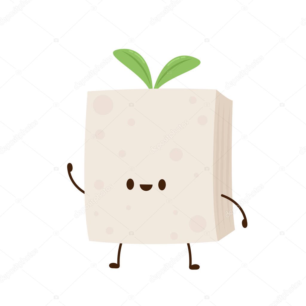 Tofu character design on white background.