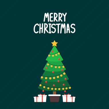 Noel ağacı vektörü. Noel ağacı etiketi. Sembol. Metin için boş alan. Noel kartpostalı.