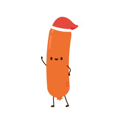 Sausage character design. Sausage on white background. clipart
