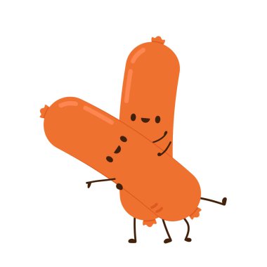 Sosis karakter tasarımı. Beyaz arkaplanda sosis.