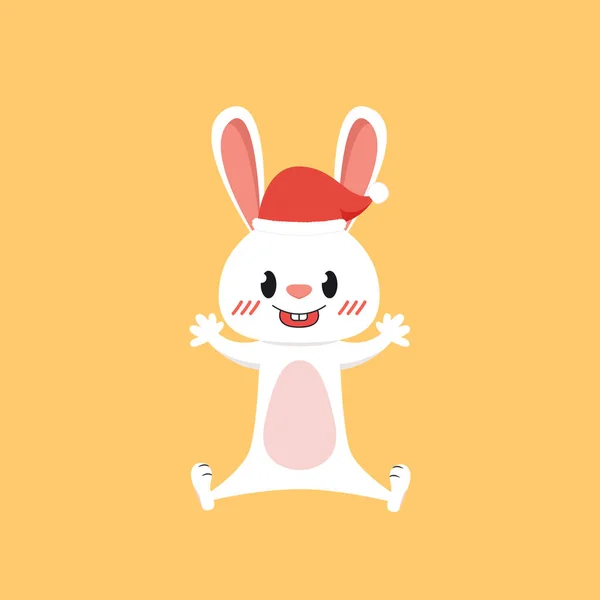 Tavşan Karakter Tasarımı Noel Baba Şapka Vektörü — Stok Vektör
