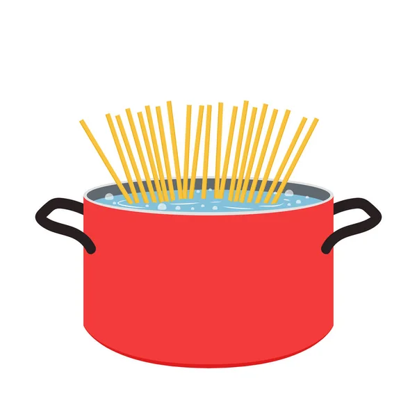 Spaghetti Kochen Topfvektor — Stockvektor