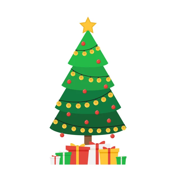 Frohes Neues Jahr Plakatgestaltung Weihnachtsbaum Vektor Weihnachtsbaumtag Weihnachtspostkarte — Stockvektor