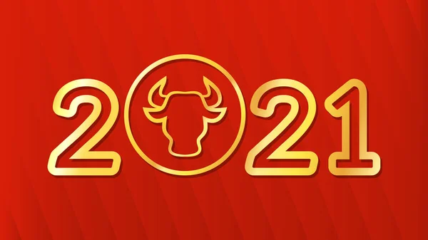 China Happy New Year 2021 Selamat Tahun Baru Tahun Kerbau - Stok Vektor
