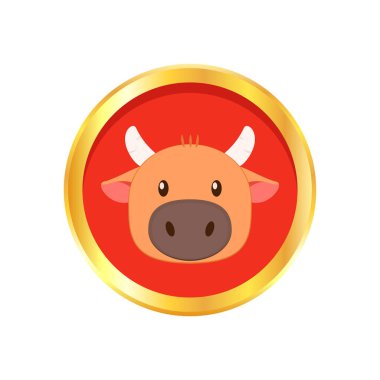 İnek karakter tasarımı. Mutlu yıllar 2021 tebrik kartı. Öküz Yılı.