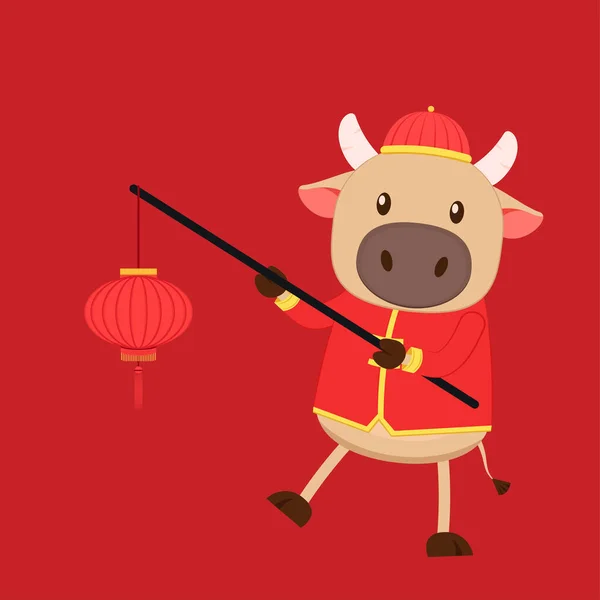 Kínai Boldog Évet 2021 Ben Boldog Évet Ökör Éve Ökör — Stock Vector