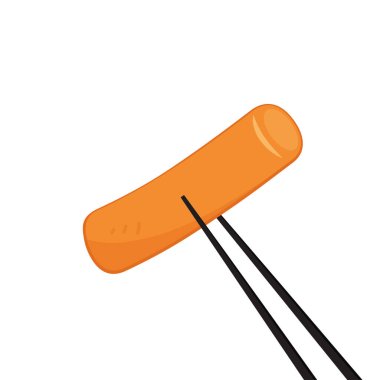 Tteokbokki Erişte vektörü, Kore yemeği. Baharatlı pirinç keki. Çubuk vektörü.