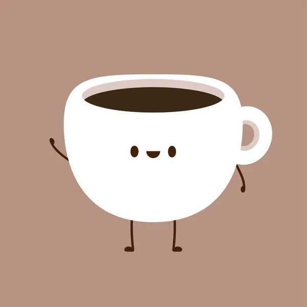 Koffie Cup Karakter Ontwerp Cartoon Vector — Stockvector