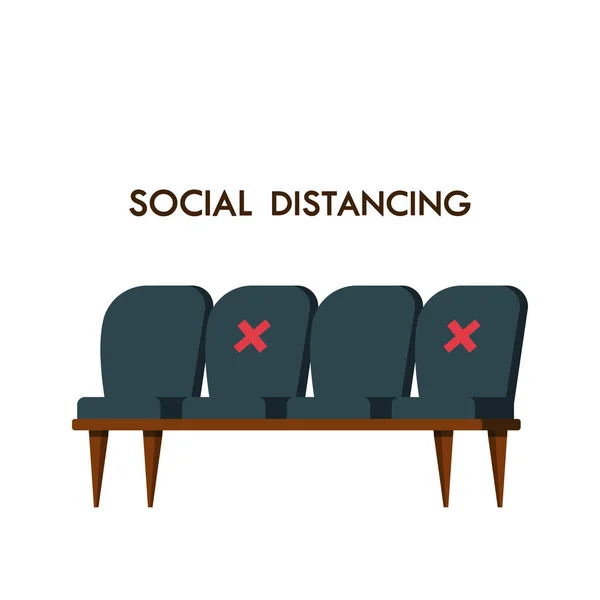 Κοινωνική Απόσταση Αναμονή Καρέκλες Διάνυσμα Καρέκλες Αναμονής Λευκό Φόντο — Διανυσματικό Αρχείο