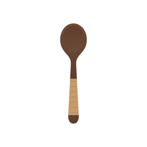 Spoon Vector Cucchiaio Legno Sfondo Bianco — Vettoriale Stock