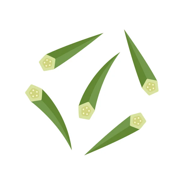 Okra Auf Weißem Hintergrund Okra Vektor Okra Logo Design — Stockvektor