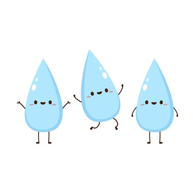 Su karakteri tasarımı. Su damlası vektörü.