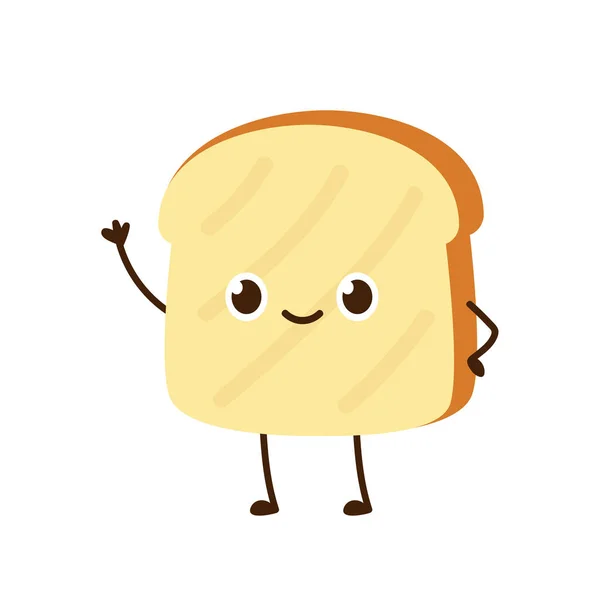 Brotcharakter Design Brot Cartoon Vektor Auf Weißem Hintergrund — Stockvektor