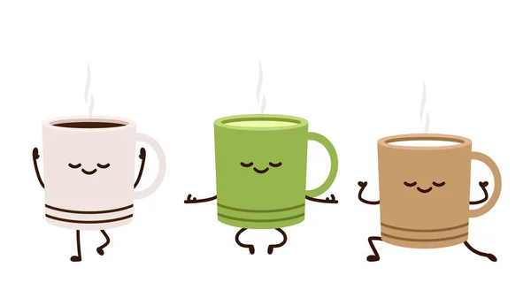 Diseño Del Personaje Taza Café Leche Taza Vector — Archivo Imágenes Vectoriales