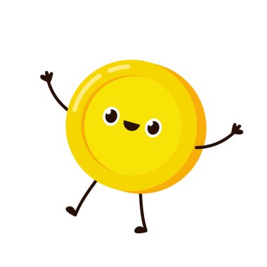 Bozuk para karakter tasarımı. Bozuk para çizgi film vektörü.