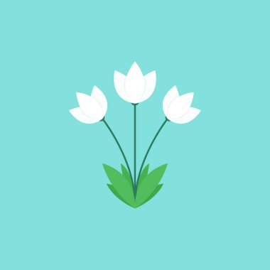 Beyaz çiçek vektörü. Beyaz çiçek logosu tasarımı.