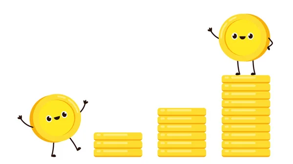 Muntkarakter Ontwerp Muntcartoon Vector — Stockvector