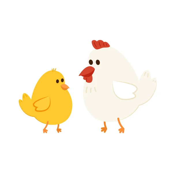 Chick Hen Vector Dibujos Animados Diseño Caracteres — Vector de stock