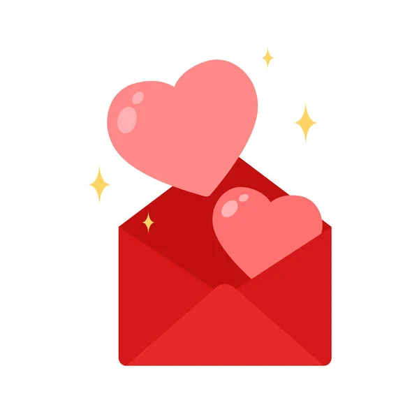 心脏卡通病媒 心在信的载体 情人节卡片传送器 — 图库矢量图片