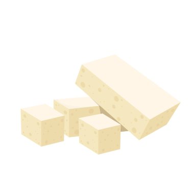 Tofu vektörü. Metin için boş alan. Duvar kağıdı. Beyaz arkaplanda tofu.