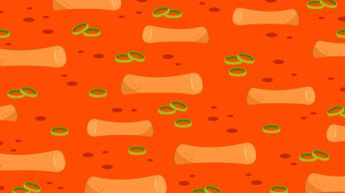 Tteokbokki Noodle vektörü. Kore yemeği. Baharatlı pirinç keki..