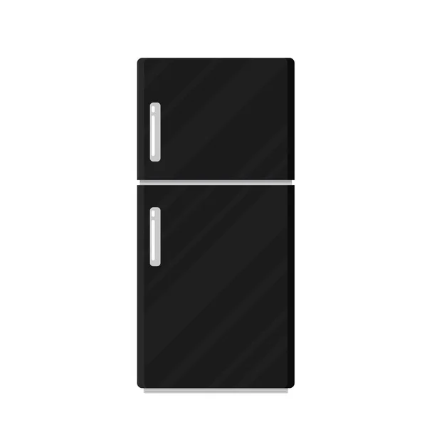 Вектор Холодильника Чорний Холодильник Білому Тлі — стоковий вектор