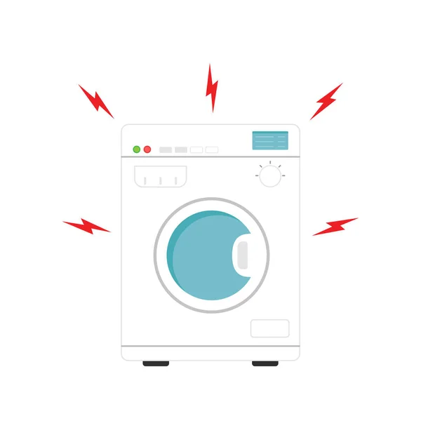 壊れた洗濯機ベクトル 白い背景の洗濯機 — ストックベクタ