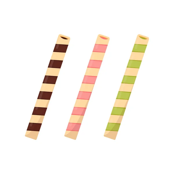 Chocoladesticks Een Ondergedompelde Stok Gedompelde Stok Patroon Vector Chocoladekoekstokjes Matcha — Stockvector