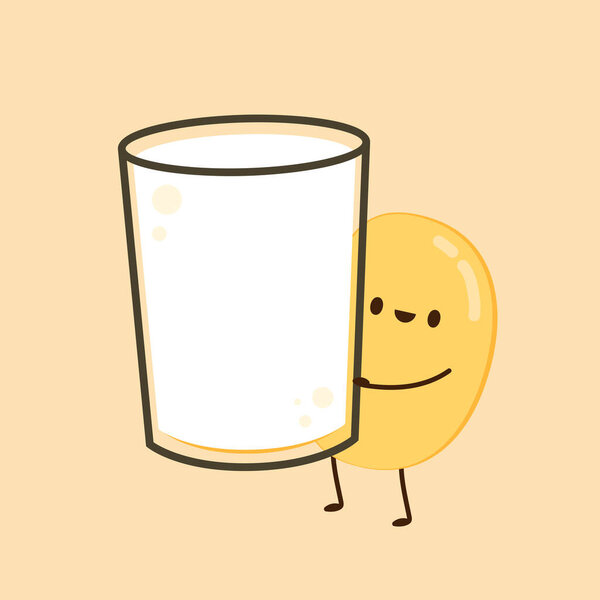 Вектор сои. Дизайн персонажа сои. Вектор соевого молока.