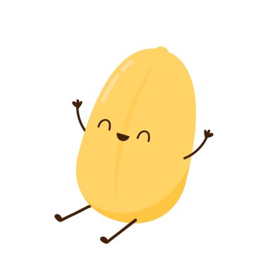 Pirinç karakter tasarımı. Beyaz arka planda pirinç vektörü. pirinç tohumu.