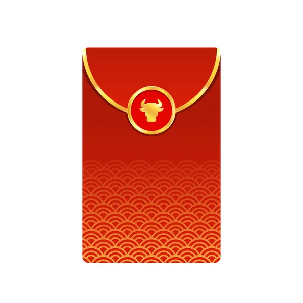 Chinesische Belohnung Rote Papierpackung Hüllkurvenvektor Jahr Des Ochsen Rotes Rudel — Stockvektor