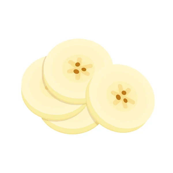 Bananowe Plasterki Odizolowane Białym Wektor Bananowy — Wektor stockowy