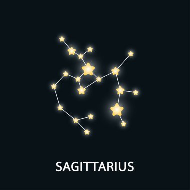 Astrolojik yay burcu. 12 burç sembolü. Zodiac işaretli astronomi okült sembolü.