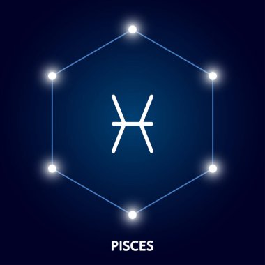 Astrolojik Zodyak Balığı. 12 burç sembolü. Zodiac işaretli astronomi okült sembolü.