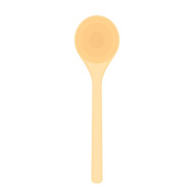 Kaşık vektörü. Beyaz arkaplanda tahta kaşık.